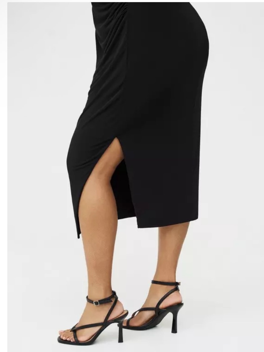 torrid 1X NWTS Black Square-Neck Ruched Midi Dress - Picture 4 of 10